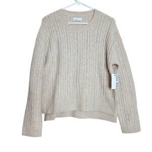 Nine West Oatmeal Cream Tan Jewel Embellished Sweater Women's Size Small New NWT